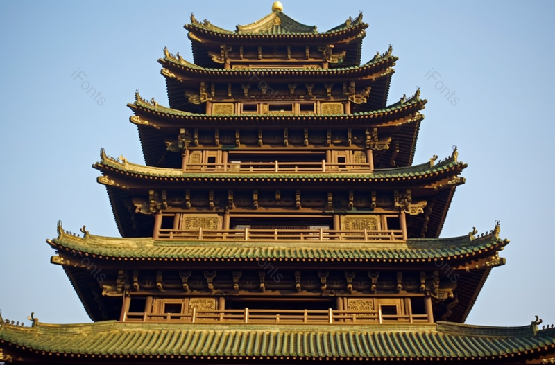 中国古代建筑仰拍全景摄影图,高清,摄影图,摄影图片,图片大全,摄影图免费下载